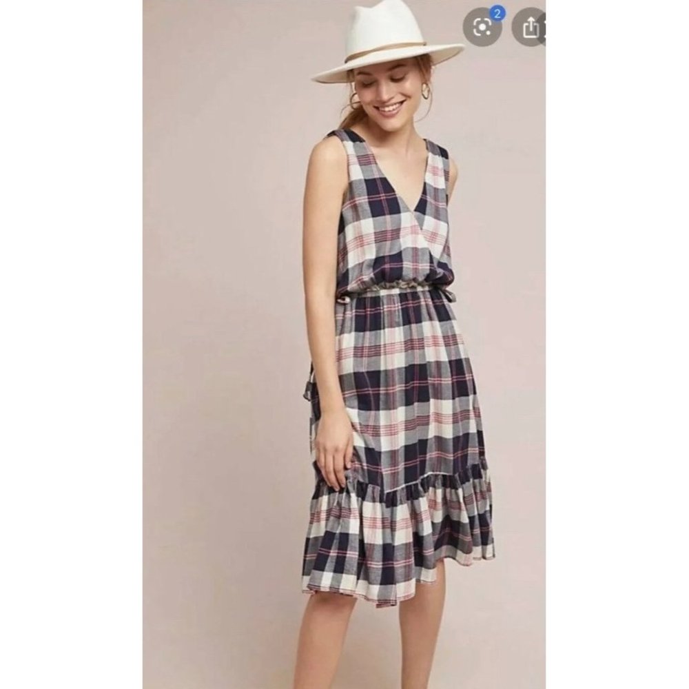 Isabella Sinclair by Anthropologie Flannel Dickens Plaid Dress Size XS - Picture 1 of 16